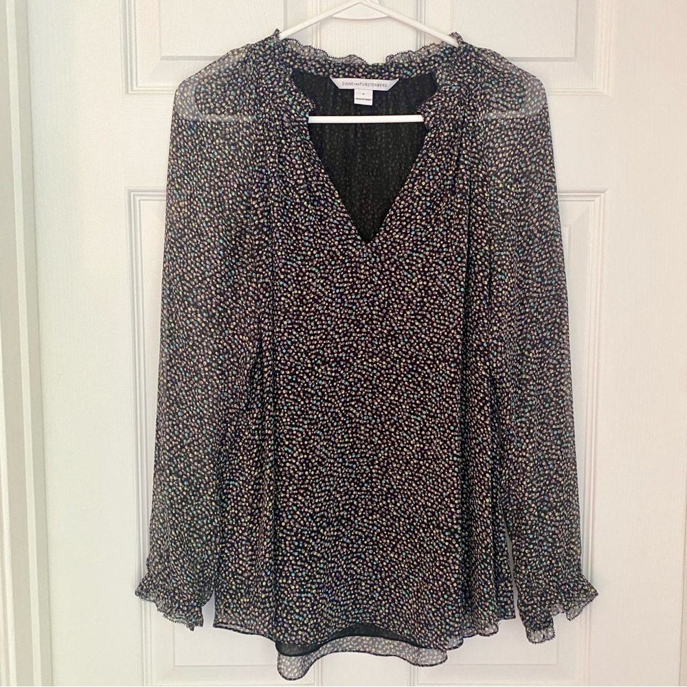 Diane Von Furstenberg Printed Saylor Silk Blouse